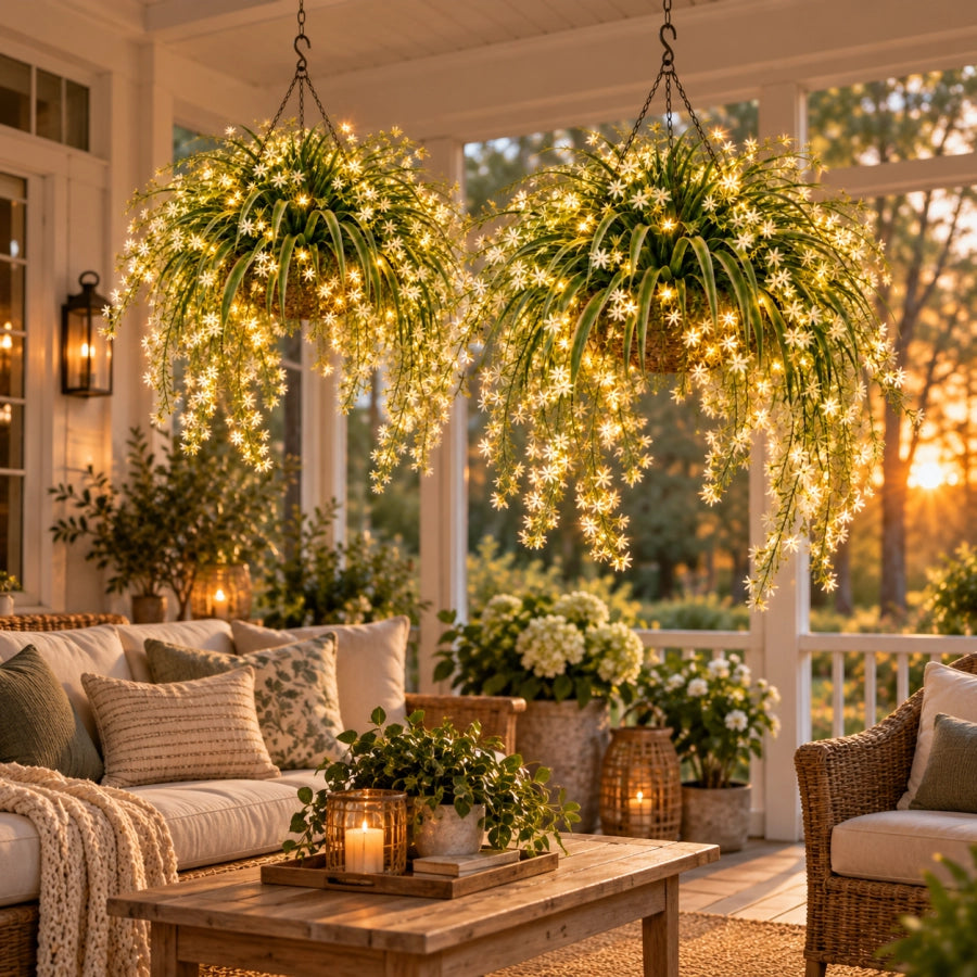 ✨ Blooming Fairy Light Hanging Basket