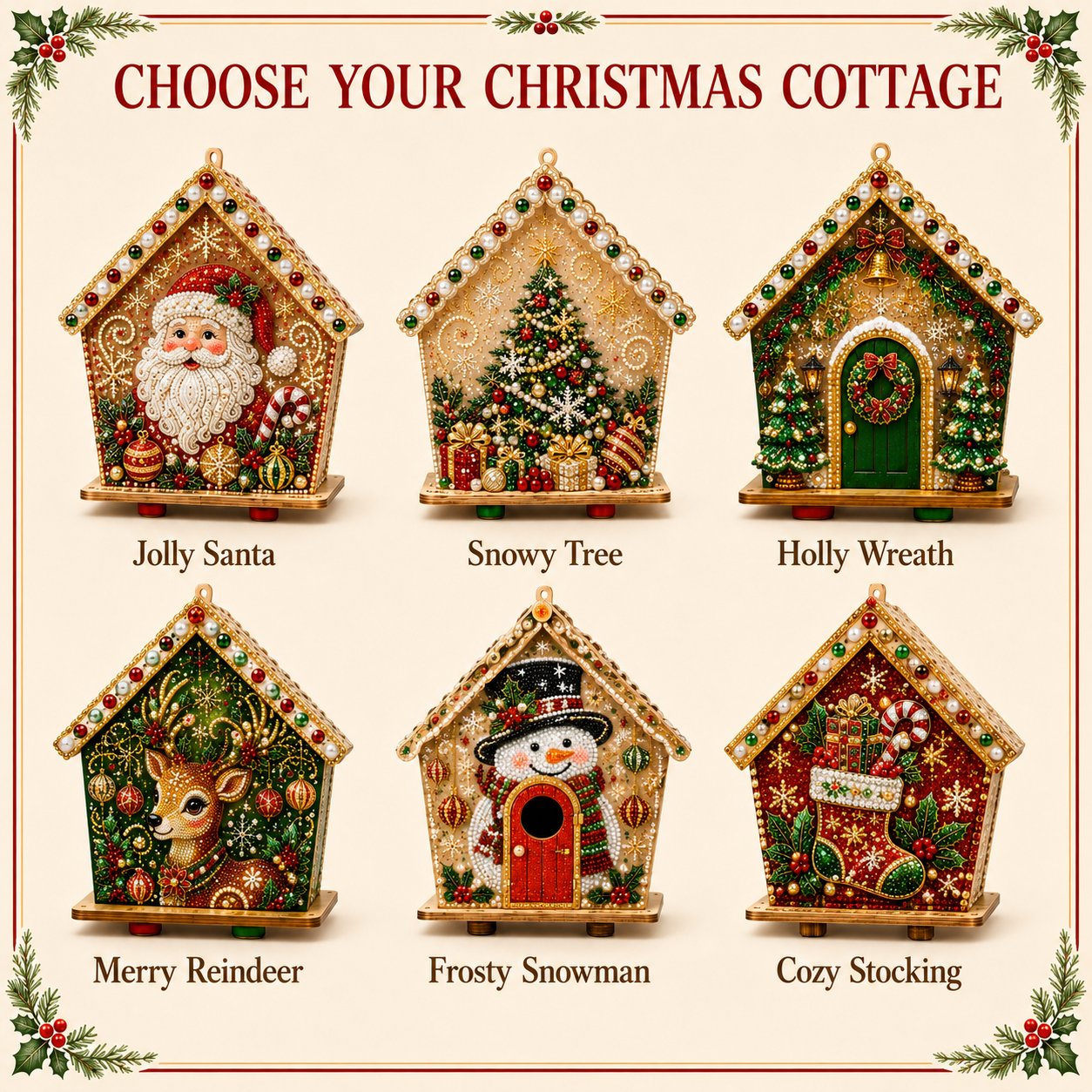 🎄 DIY 3D Jeweled Wooden Christmas Cottage Kit ✈️ Buy 2+ Get Free Shipping