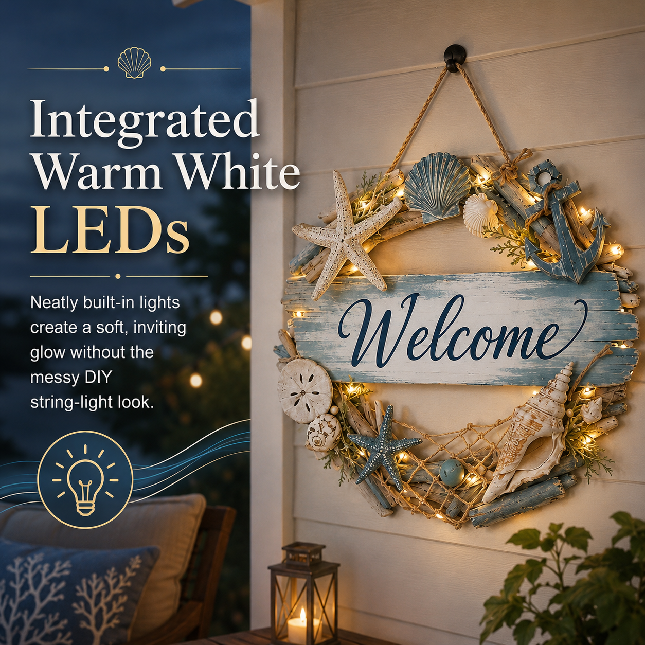 Lighted Coastal Welcome Sign