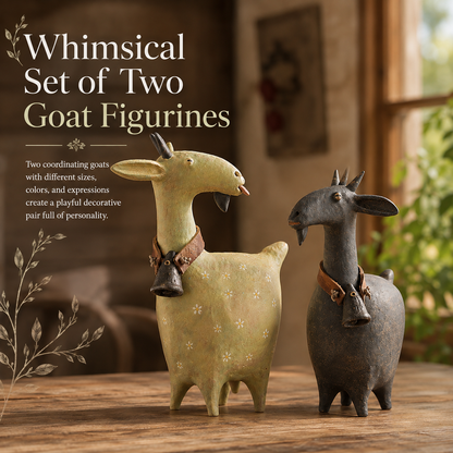 Whimsical Farmhouse Goat Figurines Set of 2