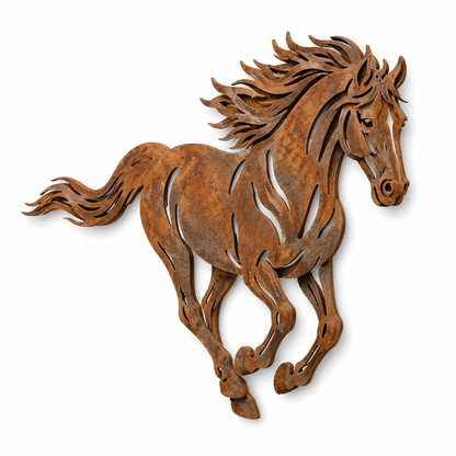 Rustic Running Horse Metal Wall Decor