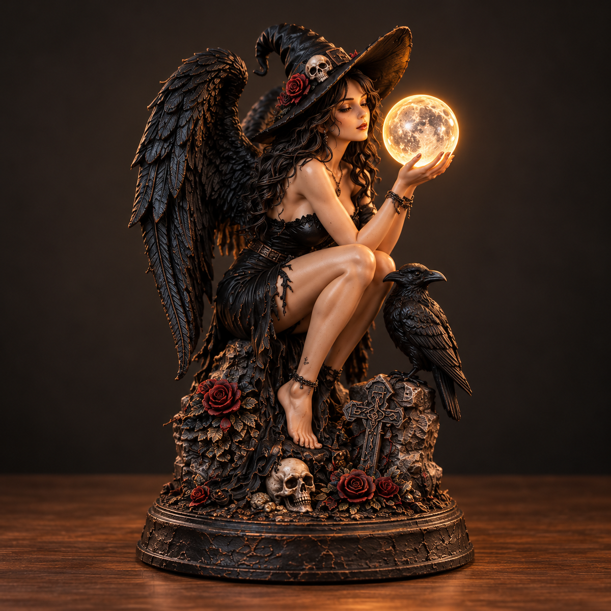 🖤🥀 Till Death Do Us Part – Gothic Witch & Skeleton Lovers Statue