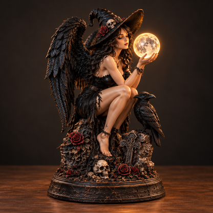 🖤🥀 Till Death Do Us Part – Gothic Witch & Skeleton Lovers Statue
