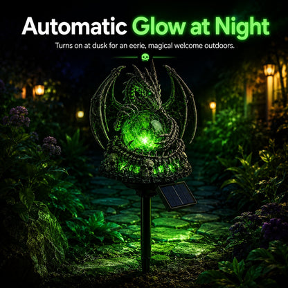 🐉💀 Solar Dragon Skull Crystal Orb Garden Light