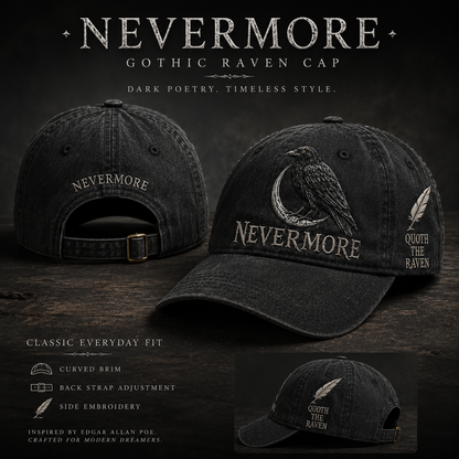 ⬛🐦Nevermore Raven Vintage Cap | Gothic Bird Lover Hat