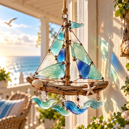 🌊✨ Sea Glass Coastal Charms™ – Handcrafted Ocean Suncatcher Hanging Ornament Collection