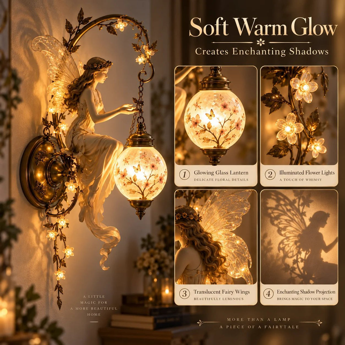 ⏰ Limited stock 50% discount - 🧚✨ Enchanted Fairy Flower Lantern Wall Light 🌸🏮å