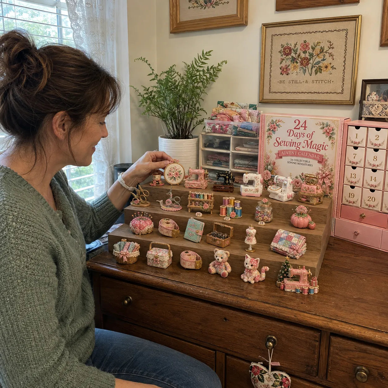 🧵24 Days Of Sewing Magic Advent Calendar | 24 Sewing-Inspired Miniatures for Craft Lovers, Quilters & Handmade Enthusiasts 🎁