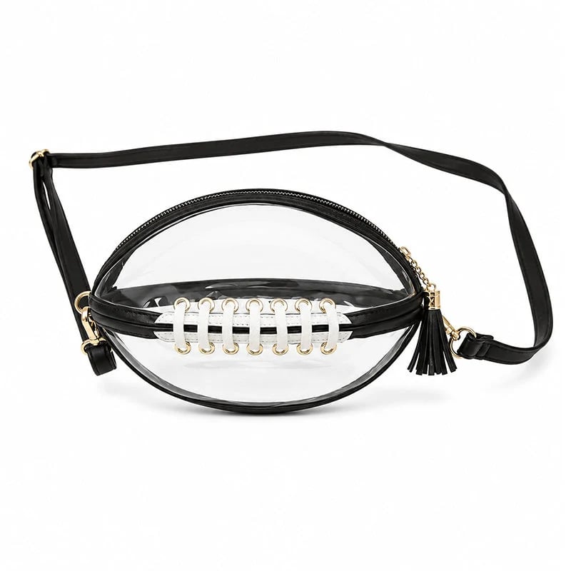 🏈 Clear Football-Shaped Crossbody Bag – Game-Day Style Meets Everyday Convenience