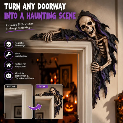 💀🚪 Creeping Reaper Corner Accent – Gothic Doorway Peeker for Halloween & Horror Décor
