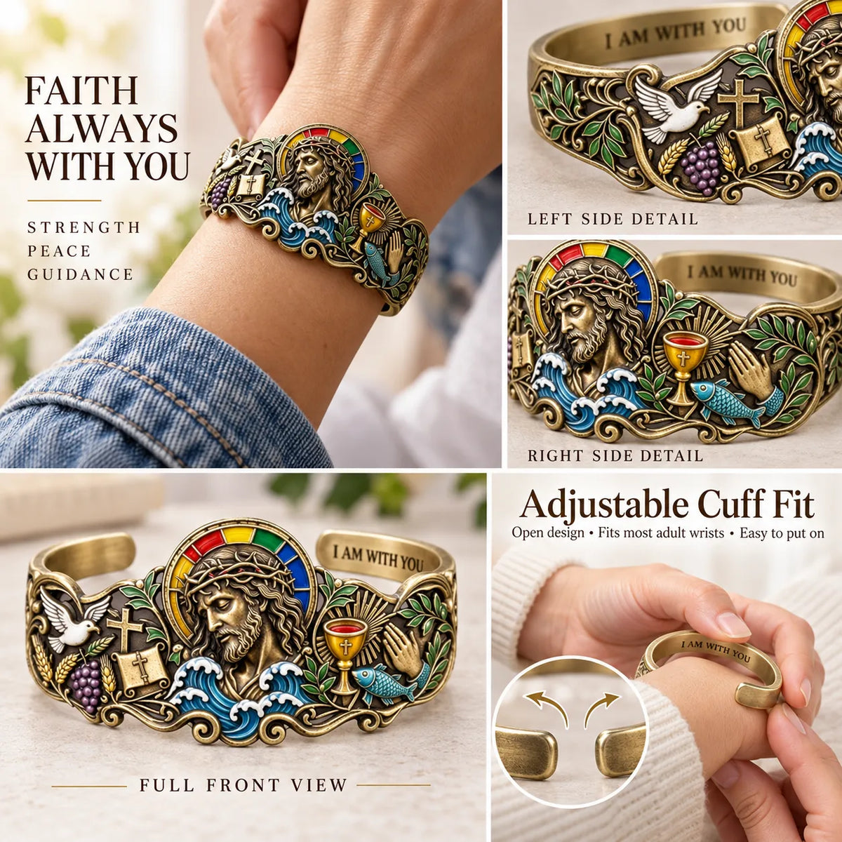 ✝️🙏 Walk by Faith Scripture Cuff – Vintage-Inspired Christian Bracelet with a Meaningful Message
