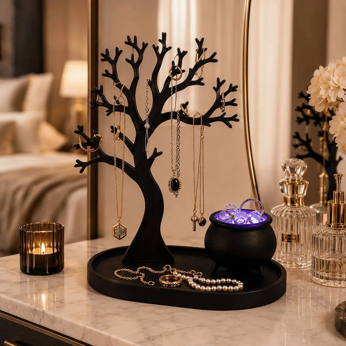 ✨ Illuminated Sculptural Jewelry Display – 3D Branch Organizer & Vanity Accent