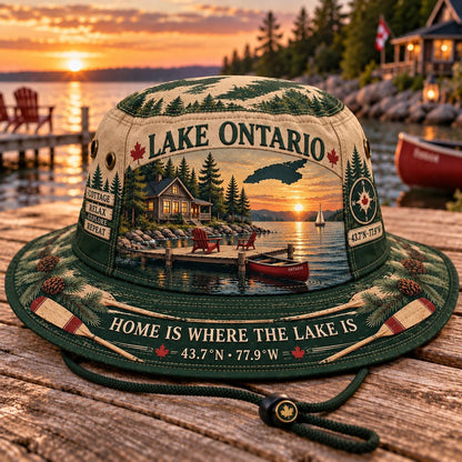 🔥LAST DAY 50% OFF - 🌊🍁 Lake Ontario Cottage Life Boonie Hat – Home Is Where the Lake Is (🧢100% Cotton)