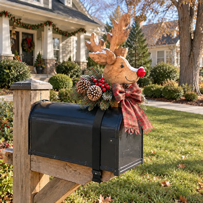 Vintage Christmas Reindeer Mailbox Topper