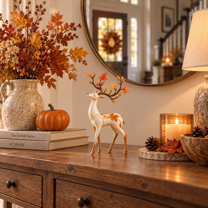 Autumn Leaf Antler Deer Figurine🦌