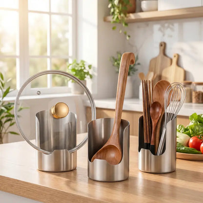 🍴✨ Sleek Stainless Steel Kitchen Utensil Holder – Durable, Rust-Resistant & Easy-Clean Storage