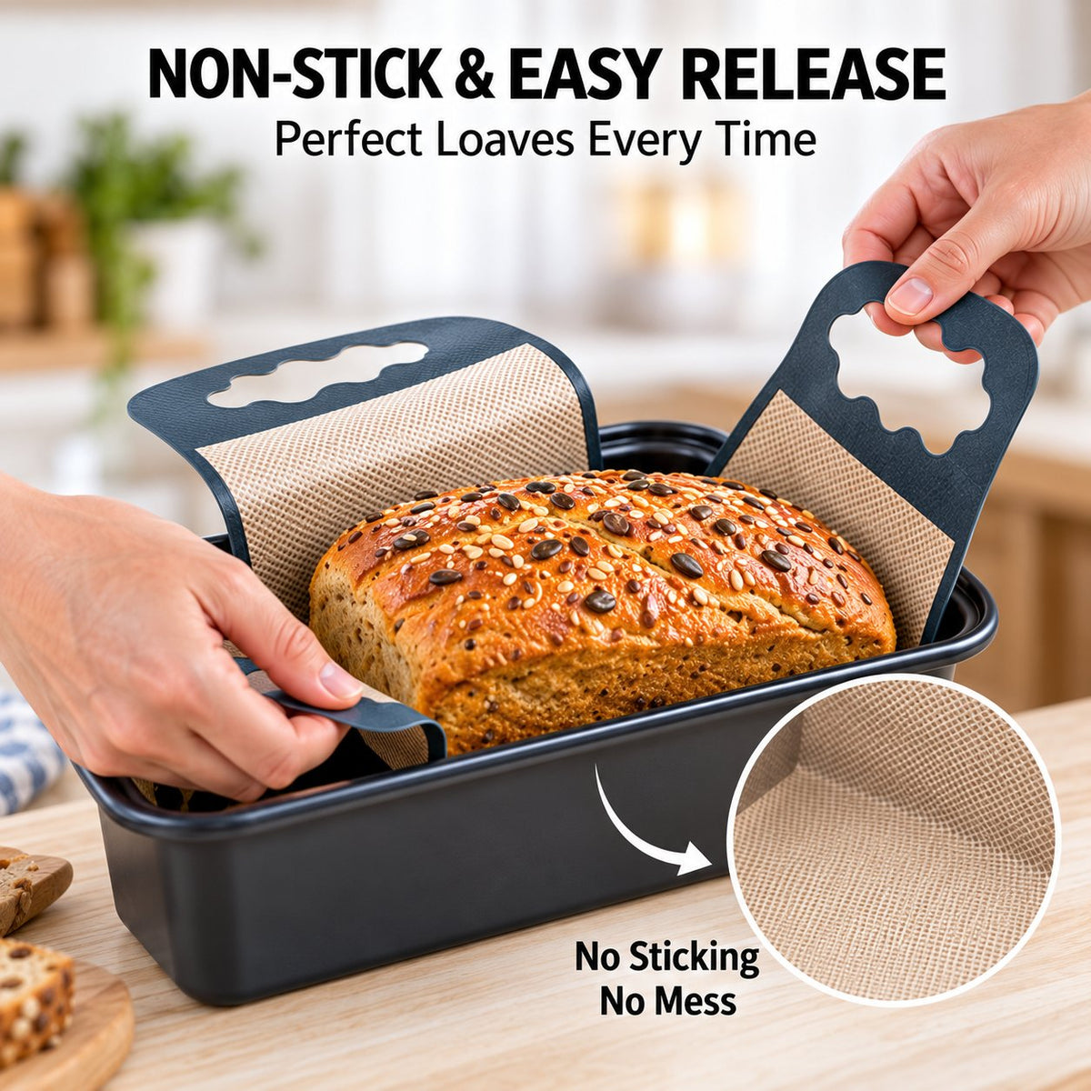 🍞Premium Food-Grade Silicone Bread Loaf Pan Liners | Easy Lift & Mess-Free Sourdough Baking 💛