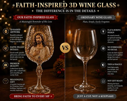 🎅 2026 Christmas Gift 50% Off--✝️Faith & Grace 3D Christian Wine Glass Set – Meaningful Faith Gift🎁