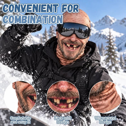 Lustige Skimaske mit realistischem Gesicht – witzige Winter-Party-Ausrüstung für Outdoor-Gruppen