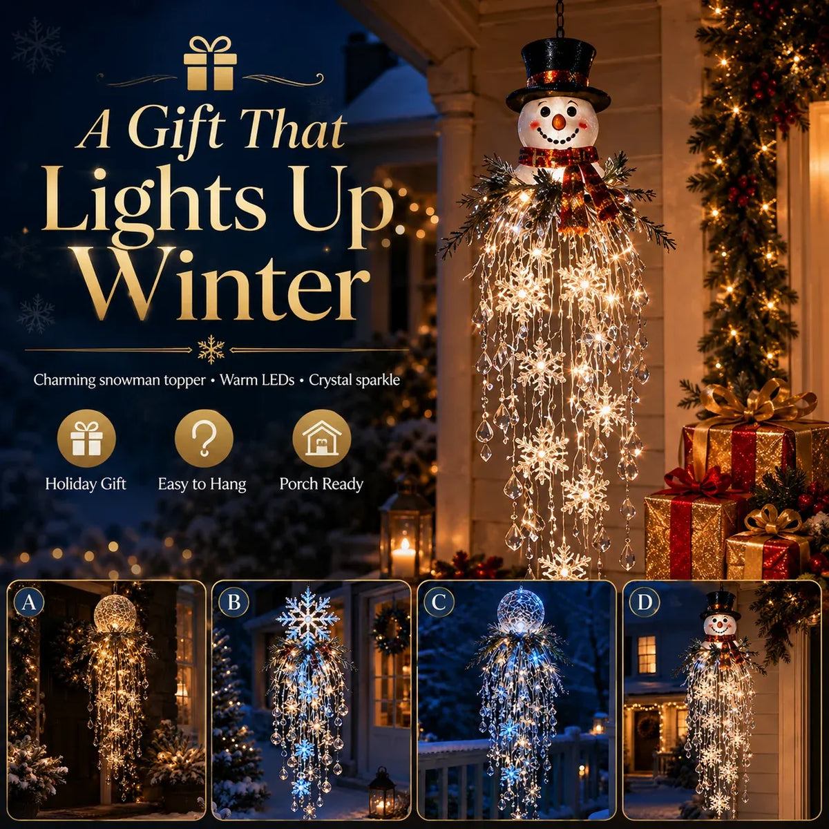✨❄️Crystal Cascade Christmas Light™ – Hanging Snowflake & Crystal LED Porch Décor