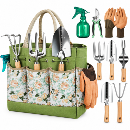 Bloom & Grow Floral Gardening Gift Set with Tool Tote