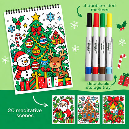 🌿 Trace-By-Groove Guided Flow Art Coloring Pad with Double-Sided Markers 🎨