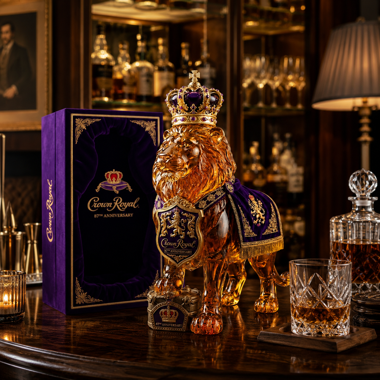 👑Crown 87th Anniversary Royal Lion Whiskey Bottle