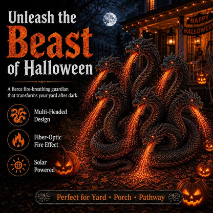 🔥HOT SALE🔥🎃 Fire-Breathing Orochi Solar Garden Light – Epic Multi-Headed Dragon Halloween Decor