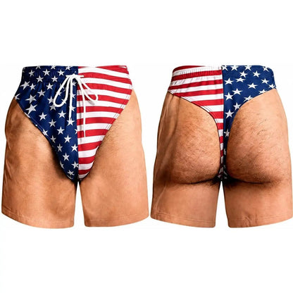 🌊🩳Funny American Flag Swim Trunks for Men – Unique Summer Gift for Beach Lovers