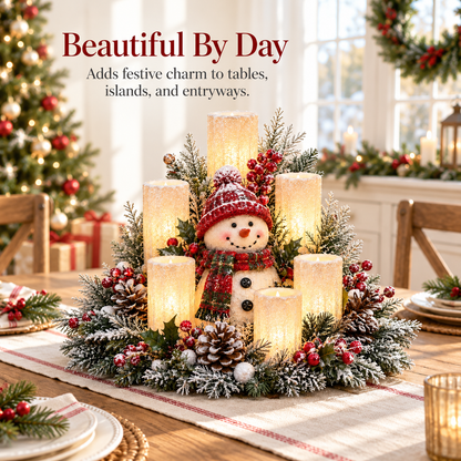 🎁 Christmas Lighted Centerpiece with Flameless Candle Glow