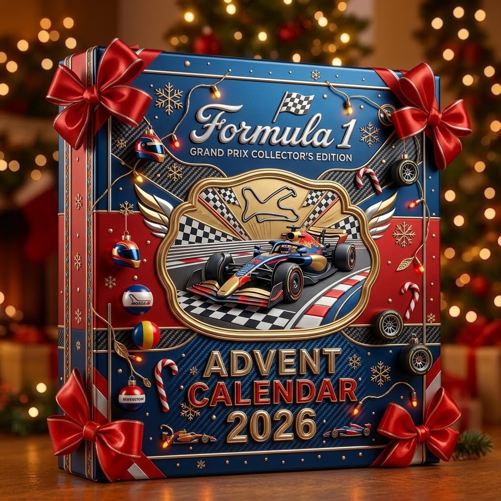 Premium navy red and gold racing advent calendar gift box
