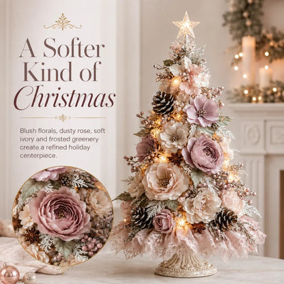 Blush Bloom Pre-Lit Floral Christmas Tree