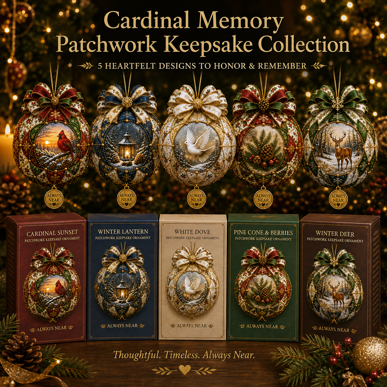 🎄 Cardinal Memory Patchwork Keepsake Collection