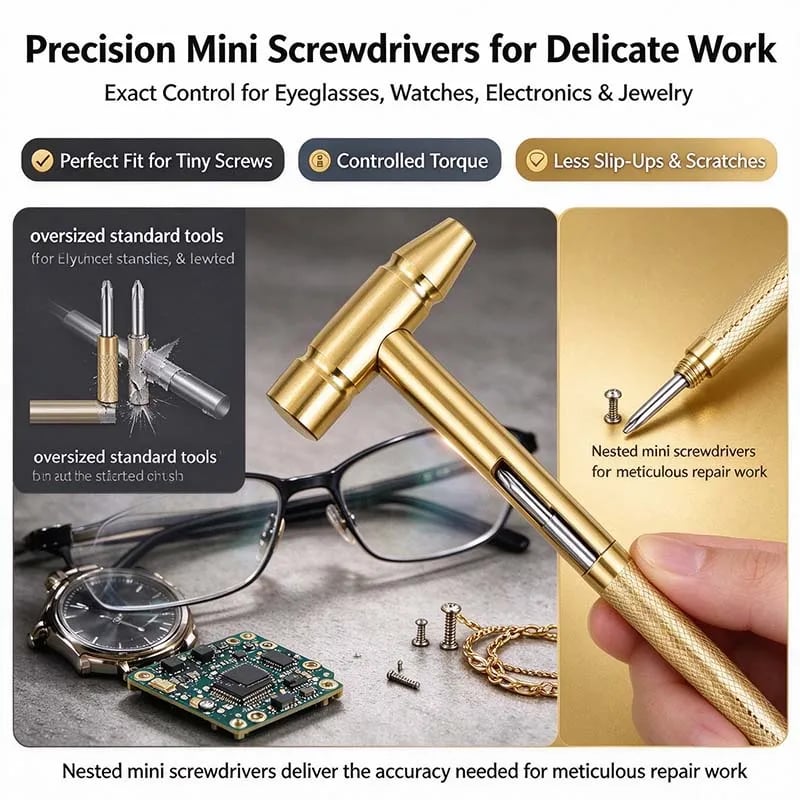 🛠️6 in 1 Mini Multifunction Hammer & Screwdriver Hand Tools Ideal
