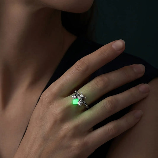 Firefly Glow Ring S925 Silver – Luminous Nature-Inspired Zircon Ring for Women