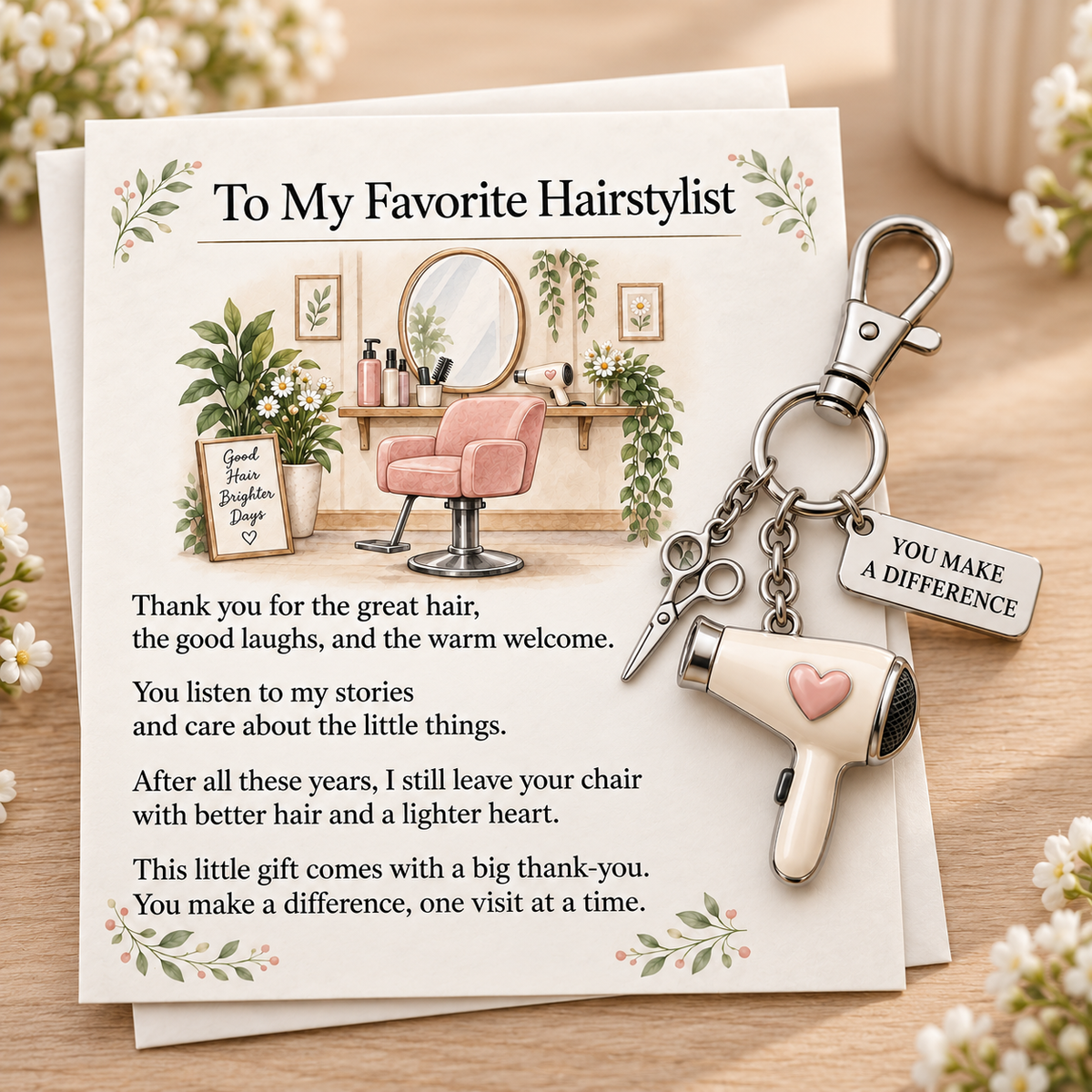 ✨ The 'You Make a Difference' Appreciation Gift Set – Keychain & Greeting Card ✨
