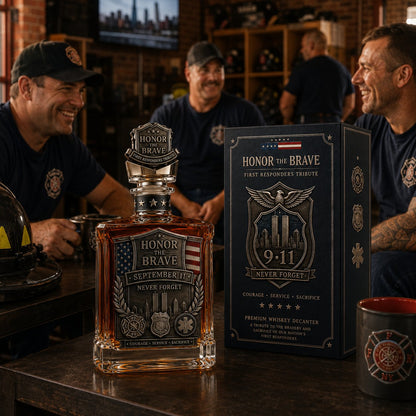 Honor the Brave Relief Decanter & Emblem – Hero Commemorative Ornament for Home Bar Display