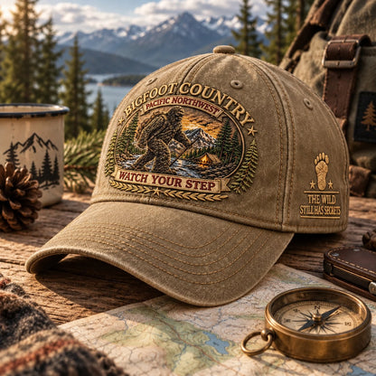 🔥LAST DAY 50% OFF - 2027 Bigfoot Country Heritage Cap – Pacific Northwest Vintage Washed Embroidered Hat (🧢100% Cotton)