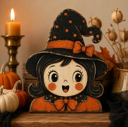 👻🎃 Vintage Wooden Halloween Table Decor