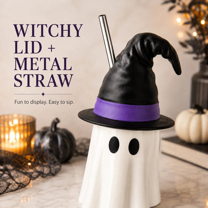 👻🧙 Spooky Witch-Hat Ghost Tumbler
