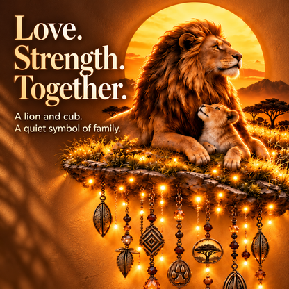 🔥Majestic Savannah Family Glow™ – Lion & Cub Illuminated Wall Decor
