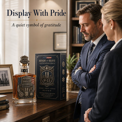 Honor the Brave Relief Decanter & Emblem – Hero Commemorative Ornament for Home Bar Display