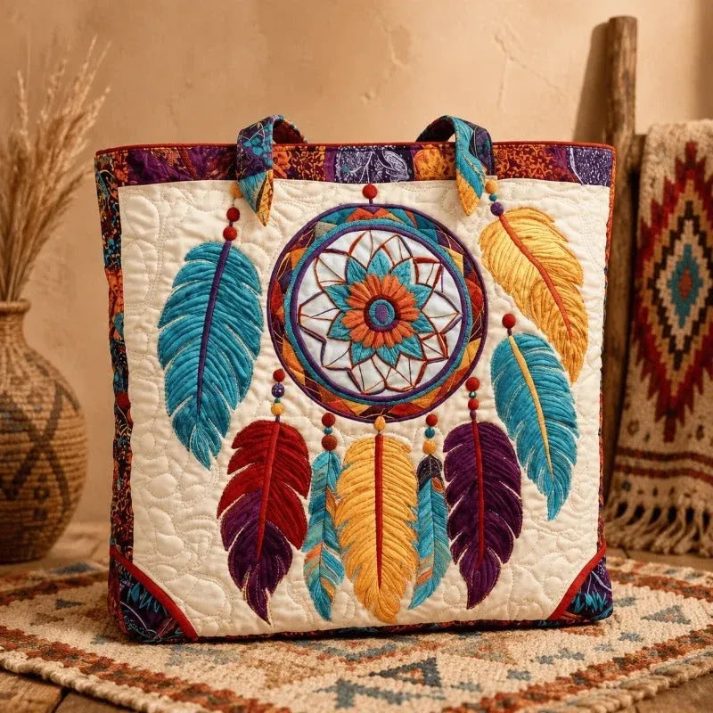 Ivory Dreamcatcher quilted tote
