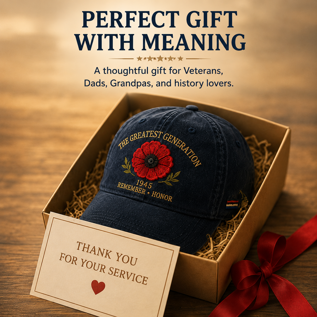The Greatest Generation 1945 Memorial Poppy Cap – Remember & Honor