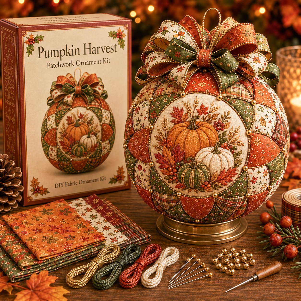 🍂 Autumn Thanksgiving Classics Patchwork Ornament DIY Kit