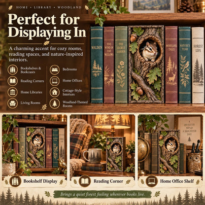 🔥LAST DAY 50% OFF - 📚Woodland Chipmunk Book Nook
