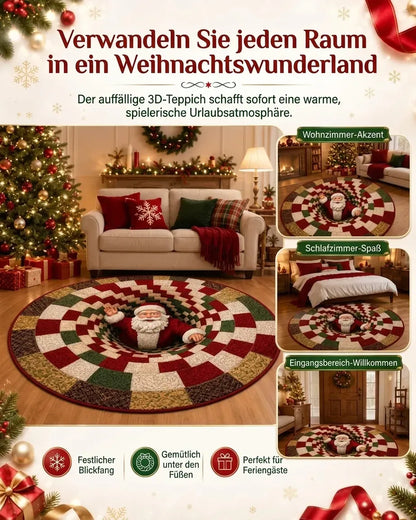 🎄3D-Weihnachtswichtel-Teppich mit optischer Täuschung | Lustige, festliche Must-have-Wohndeko⭐🏠🎁