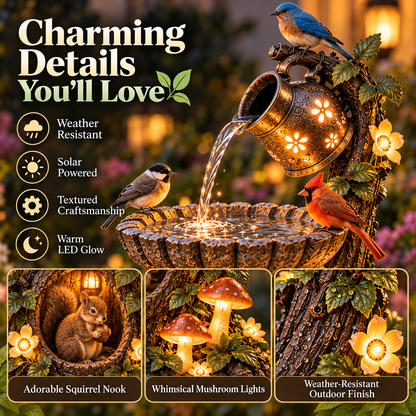 ⏰Limited Stock 49% OFF -🐿️ Solar Birdbath Fountain Garden Decor