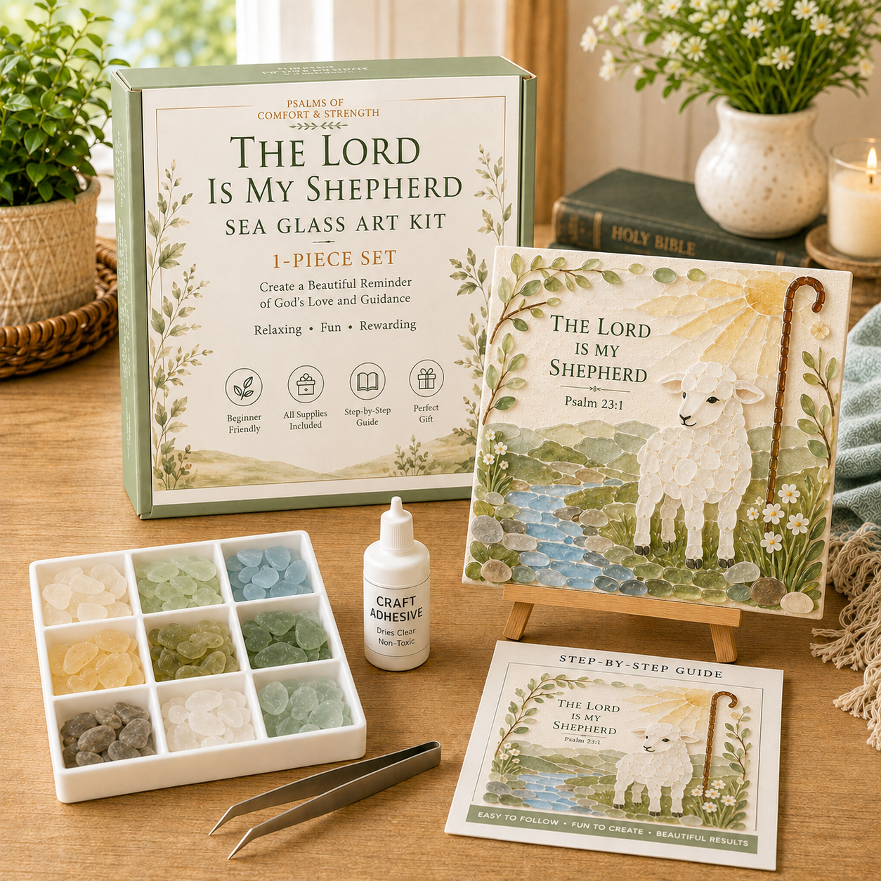 ✝️ Psalms of Comfort & Strength Sea Glass Art Kit