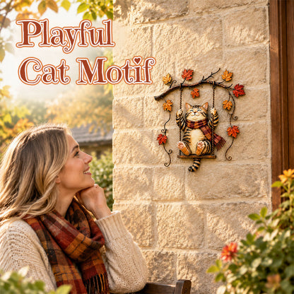 🐱Autumn Cat Metal Wall Decor – Swinging & Standing Cat Designs🍂🐈